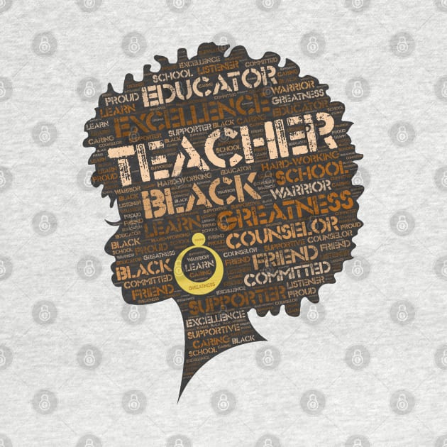 African American Teacher Afro Word Art by blackartmattersshop